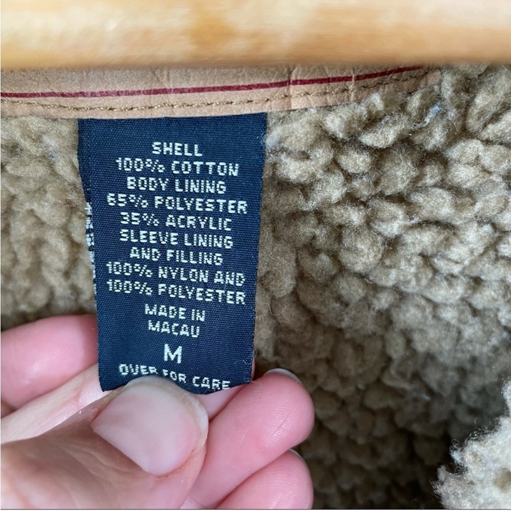 Vintage Abercrombie & Fitch Tan Brown Corduroy Trucker Jacket Sherpa Lined Coat - Picture 8 of 15